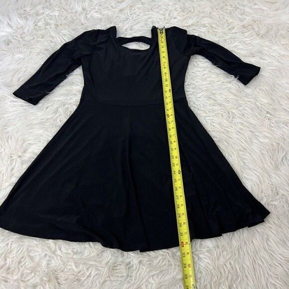 Pine Womens Fit & Flare Skater Black Stretch Midi Dress Size Large Open Back - Picture 6 of 11